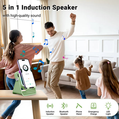 [Dealsforyoudays] PUTARE Wireless Induction Audio Speaker Stand, 5In1 Cellphone Holder, 3500Mah Rechargeable Emergency Power Bank,360° Adjustable Mobile Tablet Stand with Colorful Ambient Light Gifts for Men Women Summerwins