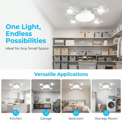 MREGB 2026 New Socket Fan Light, Screw-In Ceiling Fan with Light and Remote Control, 2-In-1 E27 Dimmable LED Small Light Bulb Fan, Ultra-Quiet Energy-Saving Cooling Fan for Bedroom, Kitchen, Garage