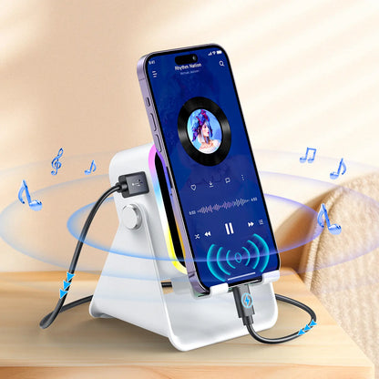[Dealsforyoudays] PUTARE Wireless Induction Audio Speaker Stand, 5In1 Cellphone Holder, 3500Mah Rechargeable Emergency Power Bank,360° Adjustable Mobile Tablet Stand with Colorful Ambient Light Gifts for Men Women Summerwins