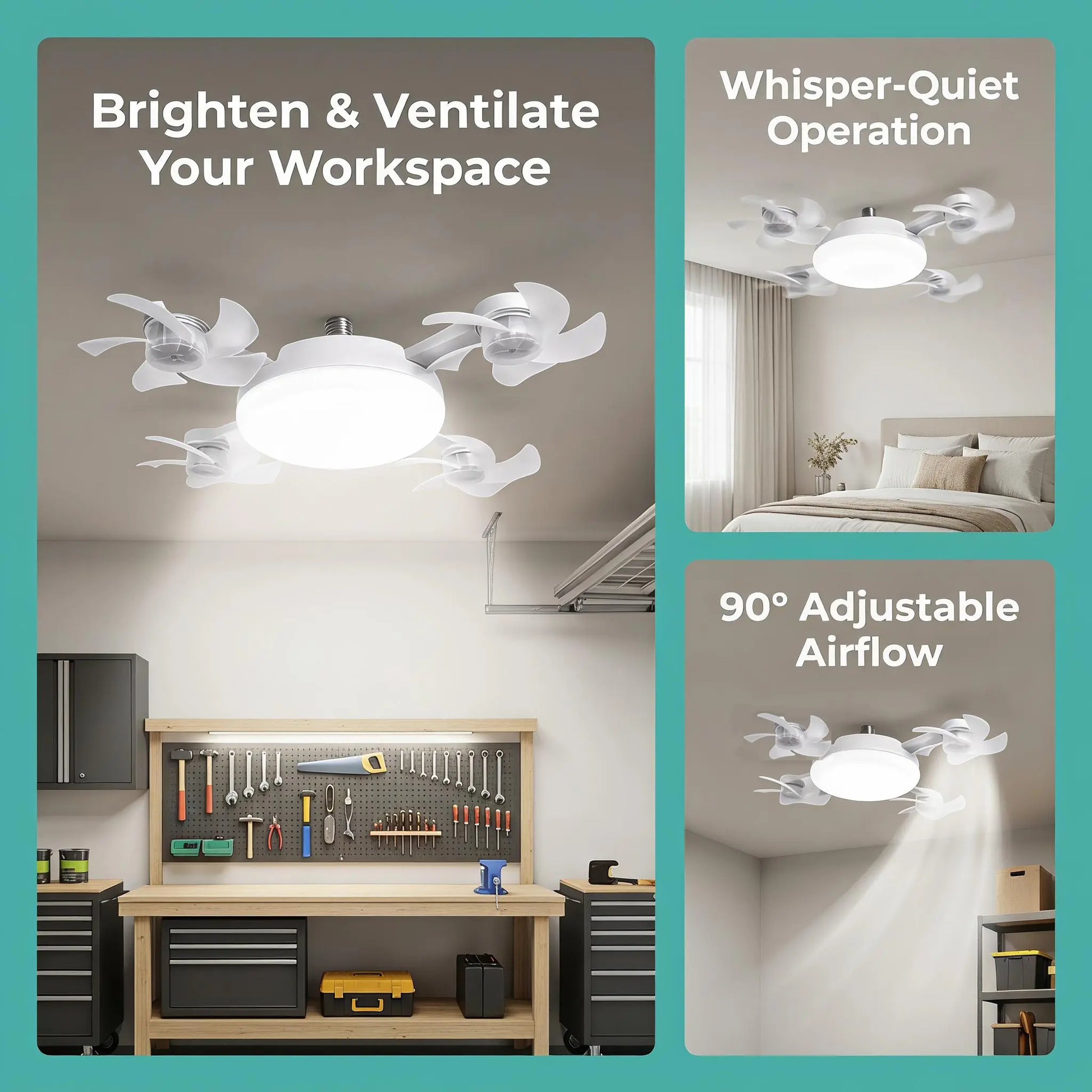 MREGB 2026 New Socket Fan Light, Screw-In Ceiling Fan with Light and Remote Control, 2-In-1 E27 Dimmable LED Small Light Bulb Fan, Ultra-Quiet Energy-Saving Cooling Fan for Bedroom, Kitchen, Garage