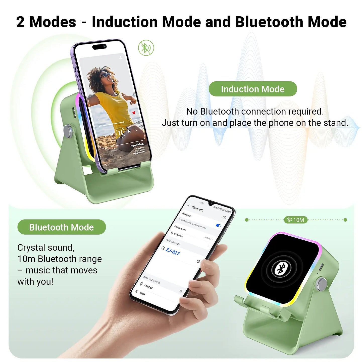 [Dealsforyoudays] PUTARE Wireless Induction Audio Speaker Stand, 5In1 Cellphone Holder, 3500Mah Rechargeable Emergency Power Bank,360° Adjustable Mobile Tablet Stand with Colorful Ambient Light Gifts for Men Women Summerwins