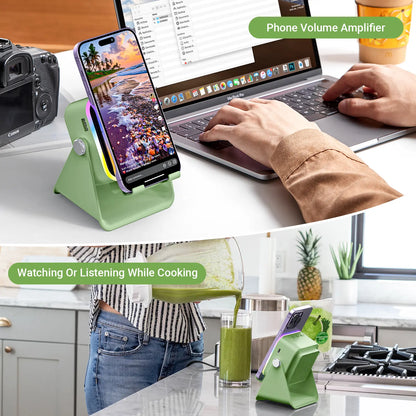 [Dealsforyoudays] PUTARE Wireless Induction Audio Speaker Stand, 5In1 Cellphone Holder, 3500Mah Rechargeable Emergency Power Bank,360° Adjustable Mobile Tablet Stand with Colorful Ambient Light Gifts for Men Women Summerwins