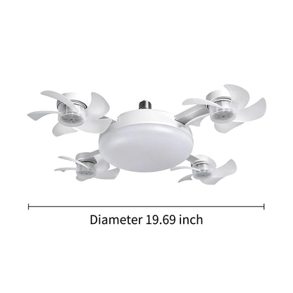 MREGB 2026 New Socket Fan Light, Screw-In Ceiling Fan with Light and Remote Control, 2-In-1 E27 Dimmable LED Small Light Bulb Fan, Ultra-Quiet Energy-Saving Cooling Fan for Bedroom, Kitchen, Garage