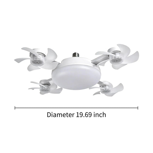 MREGB 2026 New Socket Fan Light, Screw-In Ceiling Fan with Light and Remote Control, 2-In-1 E27 Dimmable LED Small Light Bulb Fan, Ultra-Quiet Energy-Saving Cooling Fan for Bedroom, Kitchen, Garage